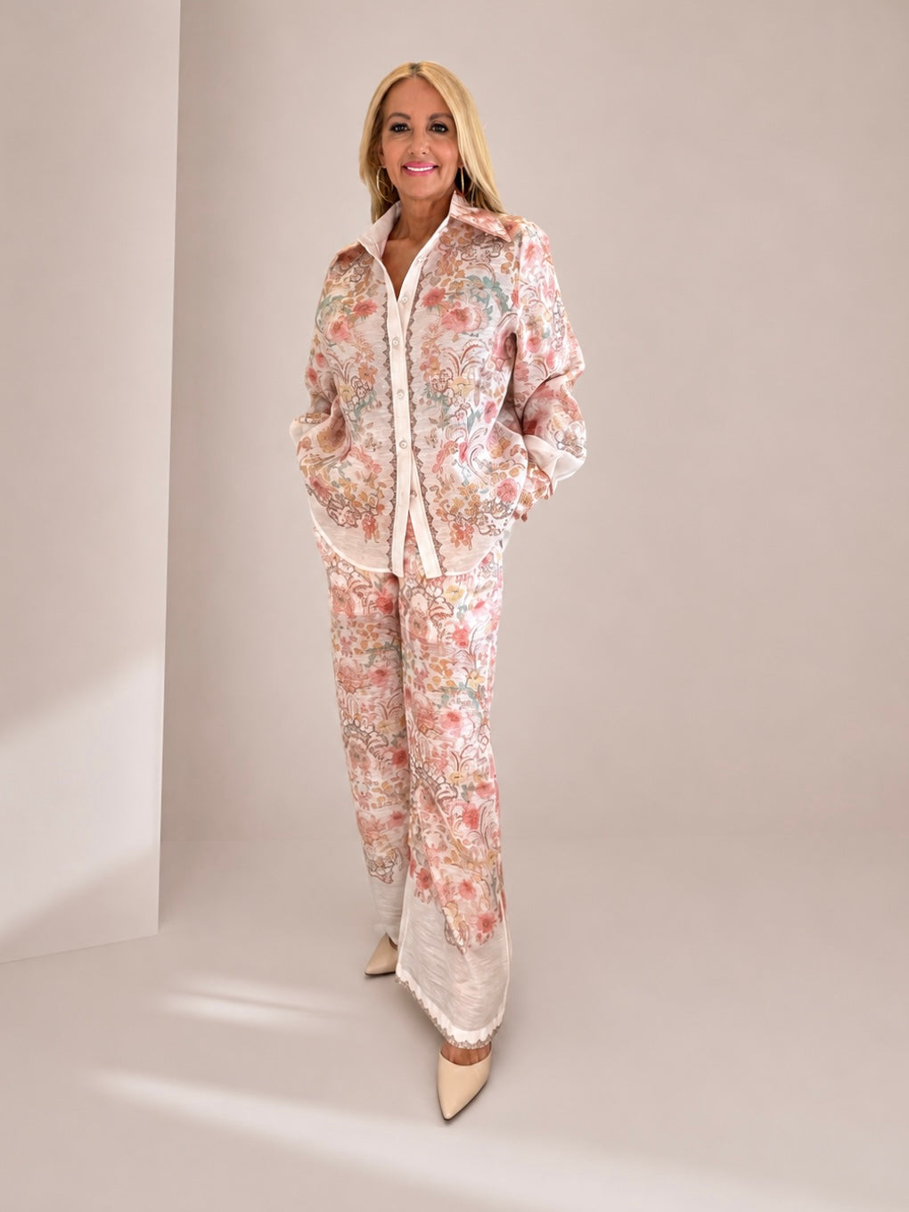 Rose-acre printed Co-ord (Peach Blossom)