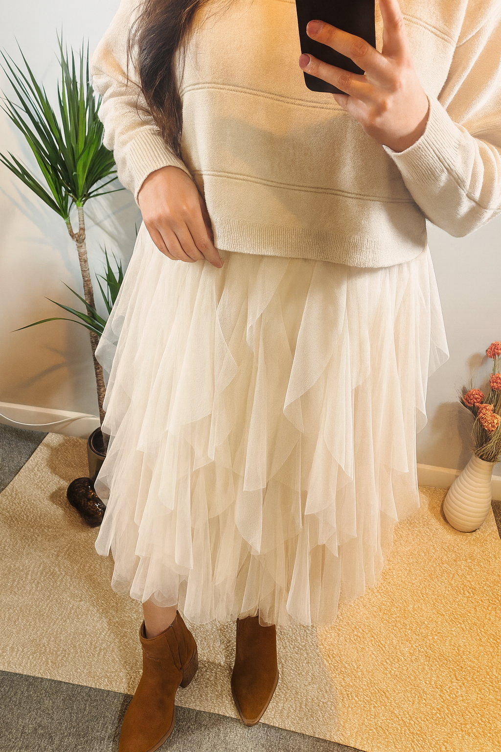 Clara Tulle Dress & Jumper Set – Ecru