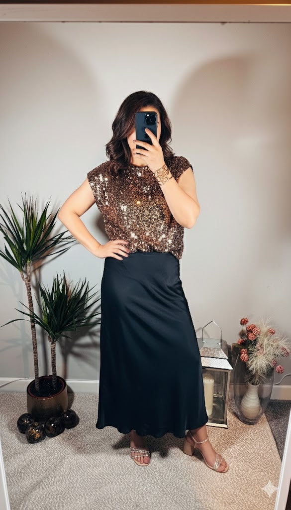 Amelia Sequin Top – Bronze/Copper