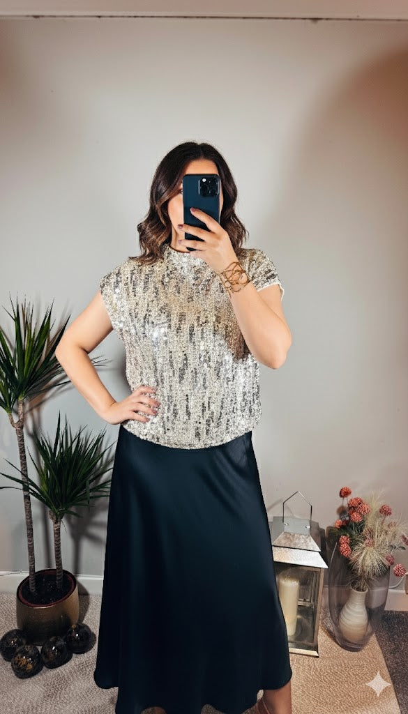 Amelia Sequin Top – Champagne
