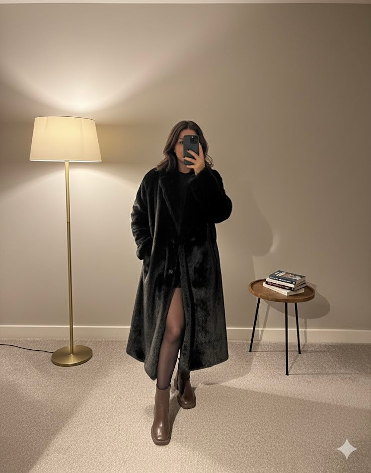 Grace Faux Fur Coat – Black