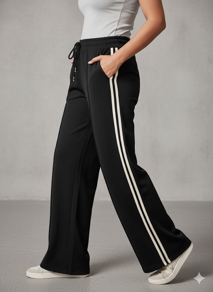 Luna Side Stripe Joggers – Black