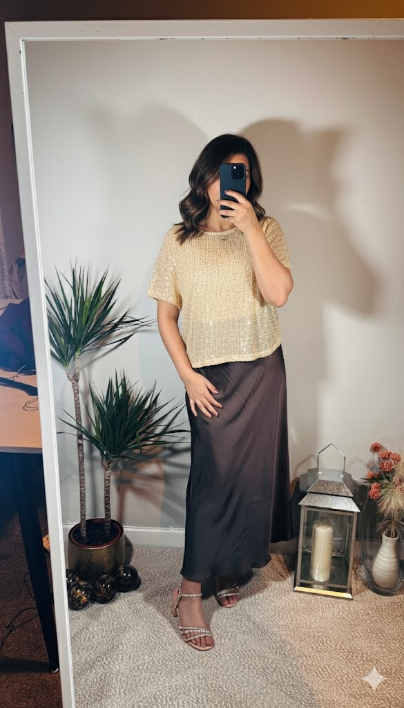 Charlotte Sequin Tee – Cream