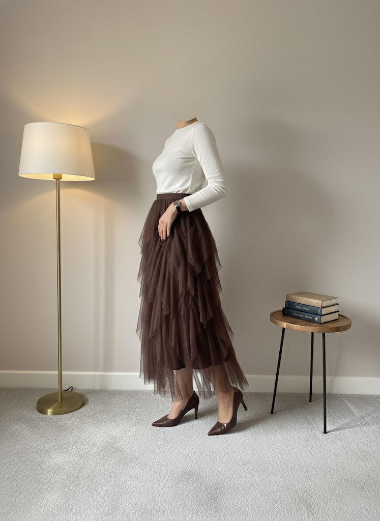Evelyn Tulle Skirt — Chocolate