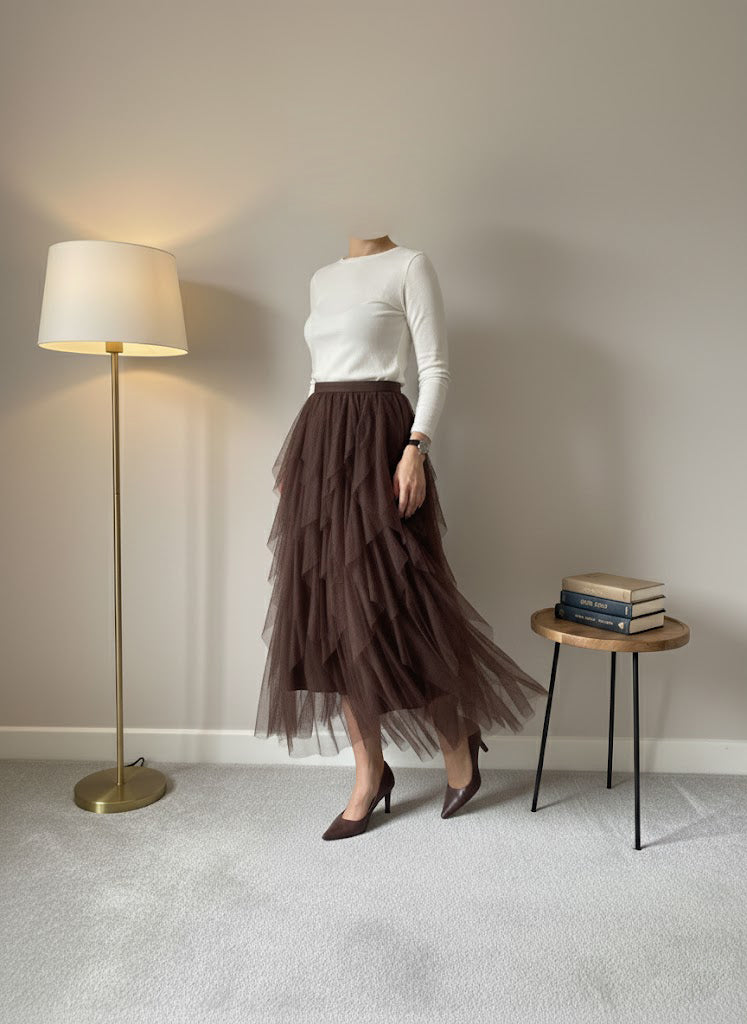 Evelyn Tulle Skirt — Chocolate