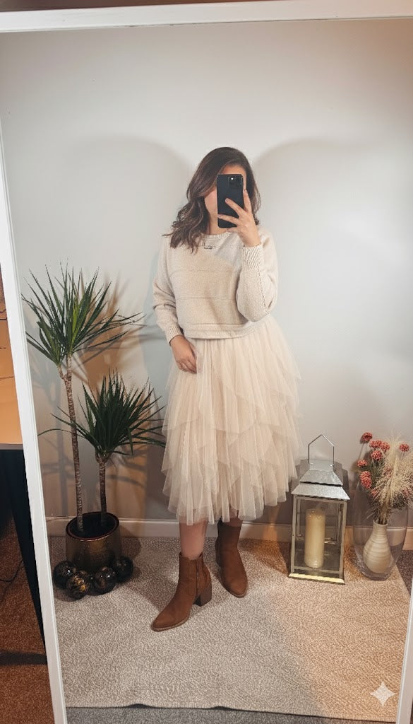 Clara Tulle Dress & Jumper Set – Ecru