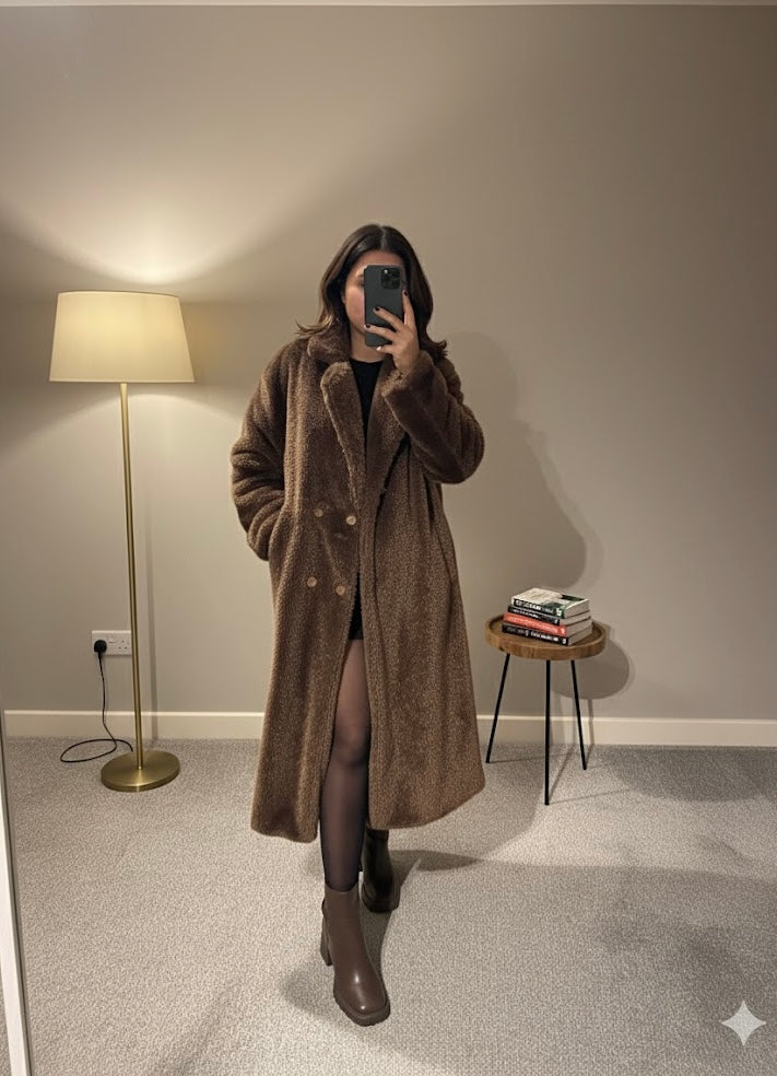 Grace Faux Fur Coat – Cocoa