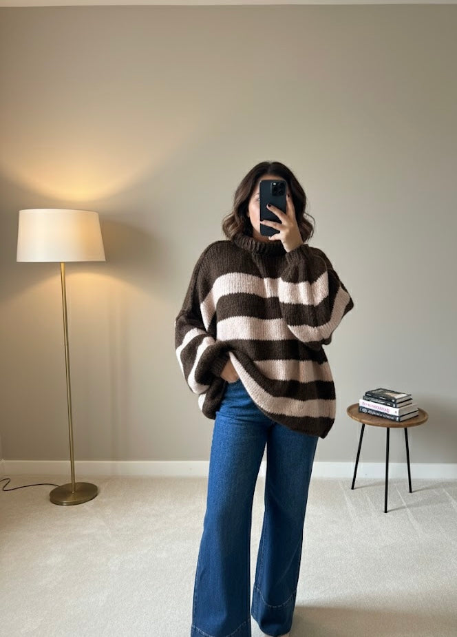 Bonnie Stripe Chunky Jumper – Cookie Cream