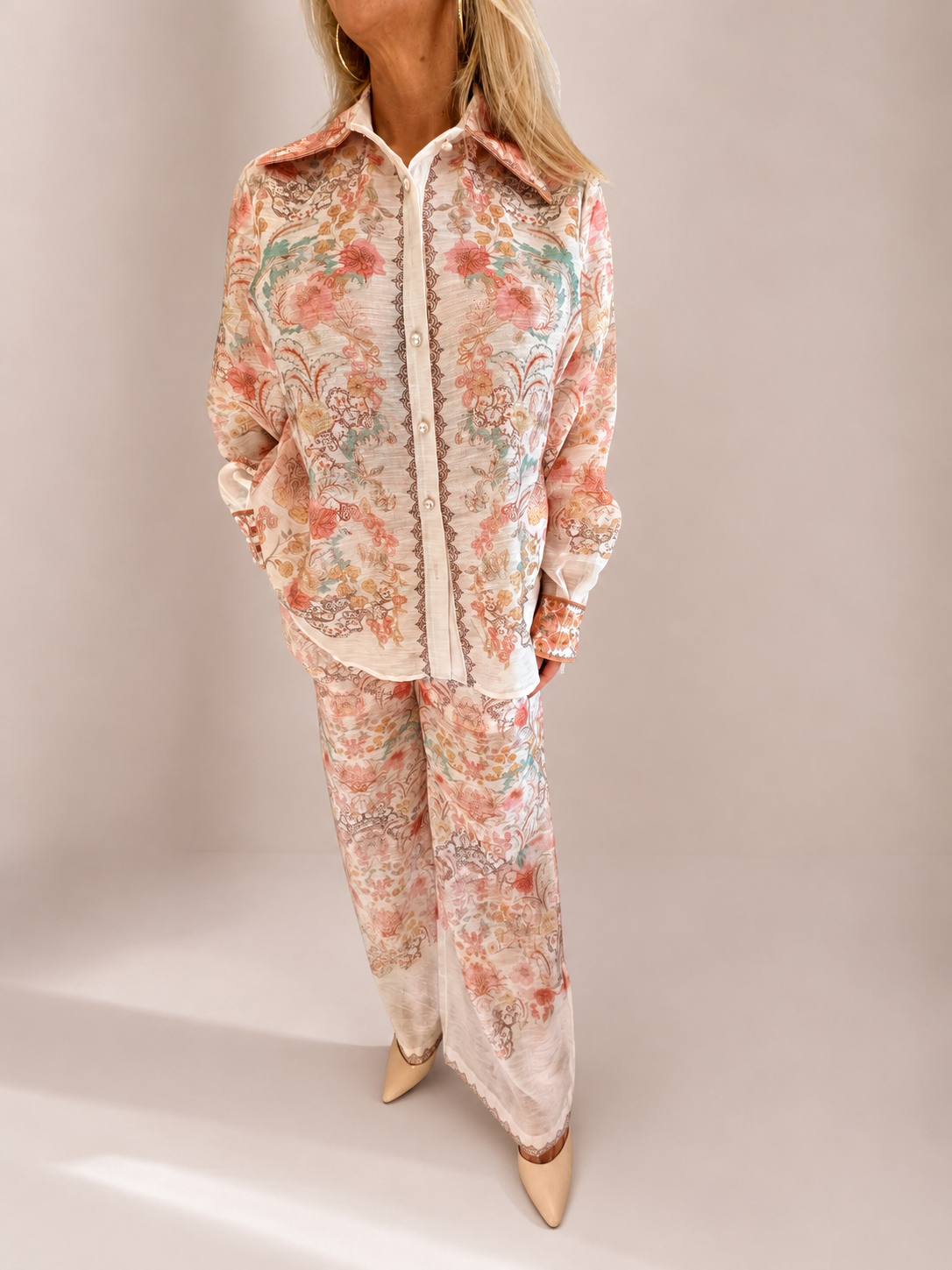 Rose-acre printed Co-ord (Peach Blossom)