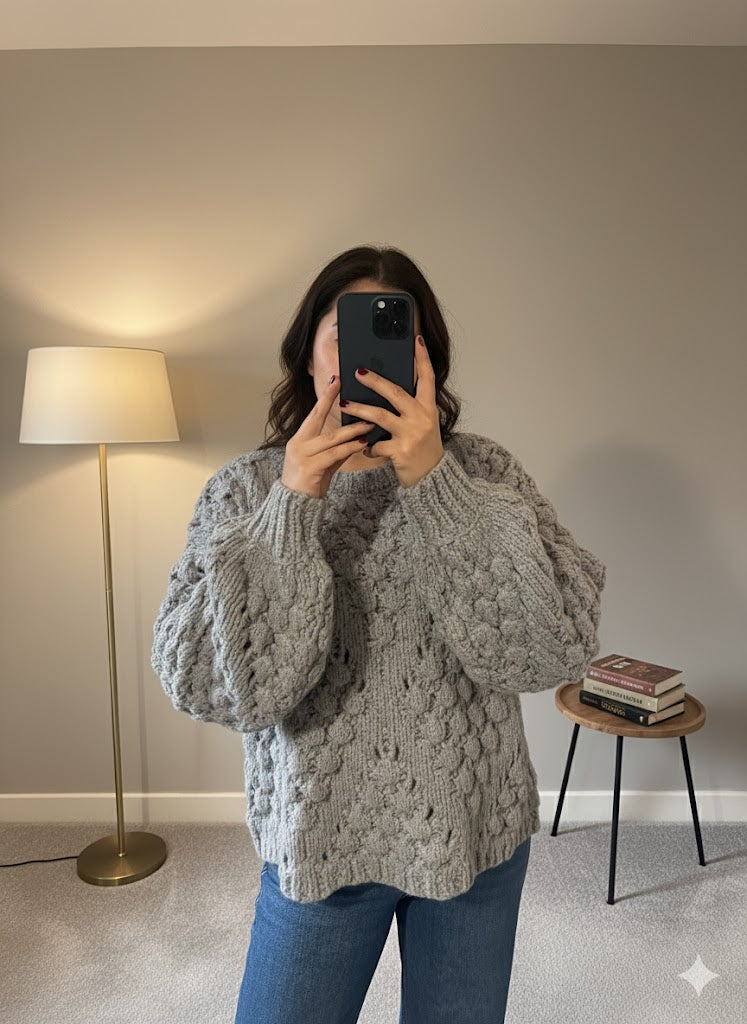 Andrea – Grey | Chunky Knit Jumper