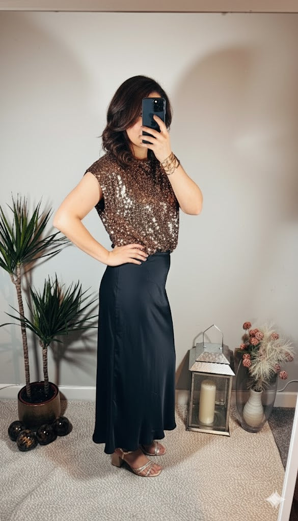 Amelia Sequin Top – Bronze/Copper