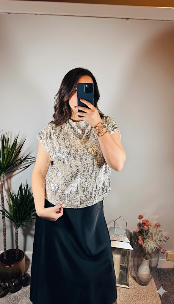 Amelia Sequin Top – Champagne