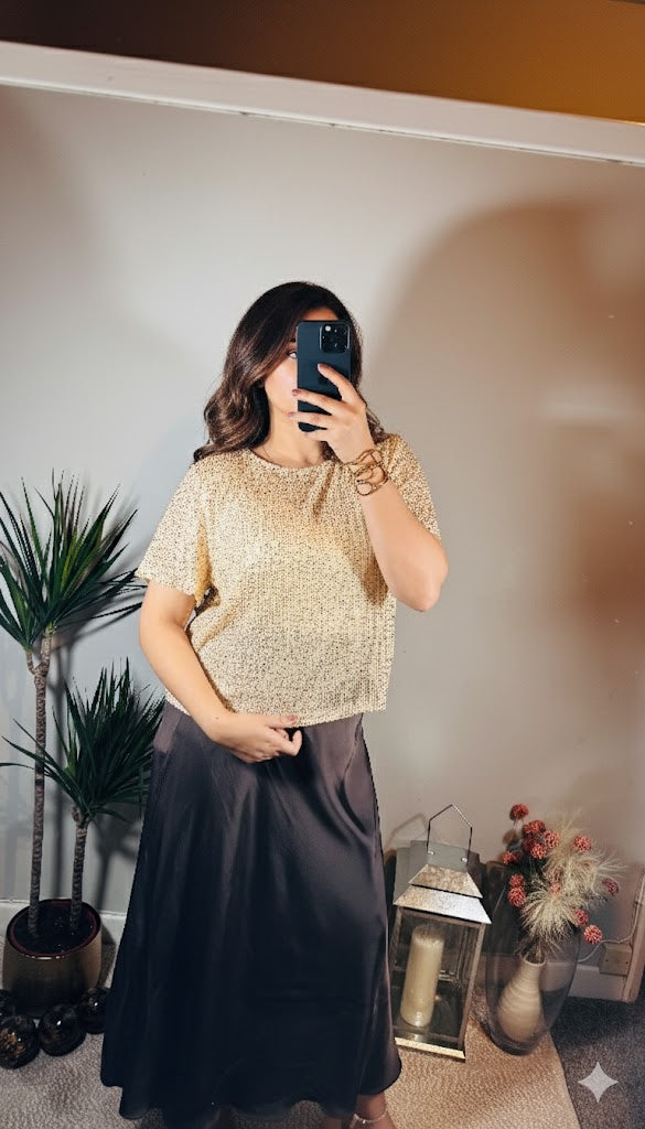 Charlotte Sequin Tee – Cream