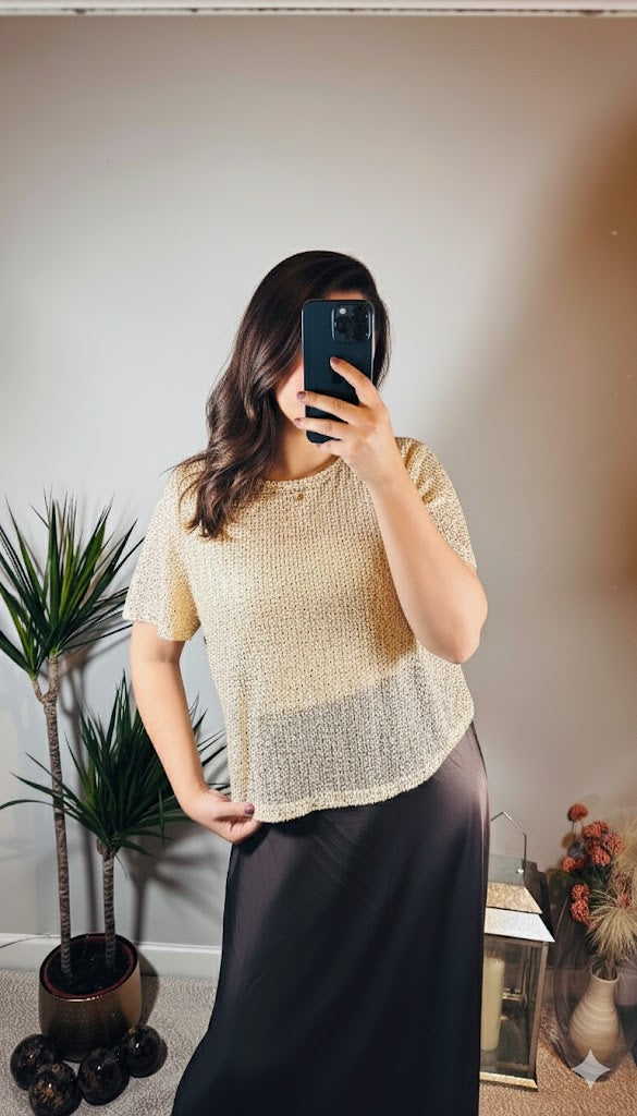 Charlotte Sequin Tee – Cream