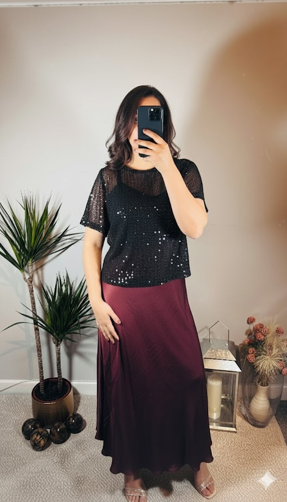 Charlotte Sequin Tee – Black