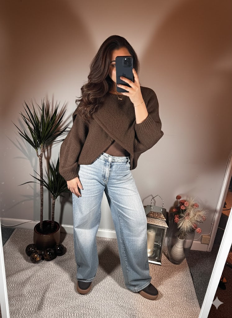 Olivia Criss-Cross Jumper – Chocolate