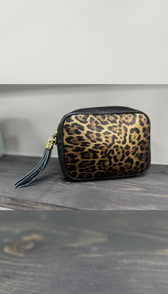 Tassle Crossbody Bag - Gold Leapoard
