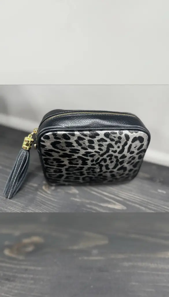 Tassle Crossbody Bag - Silver Leopard