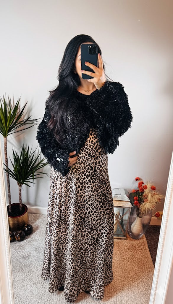 Isabella Sequin Jacket – Black