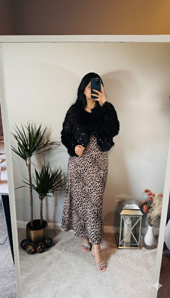 Isabella Sequin Jacket – Black