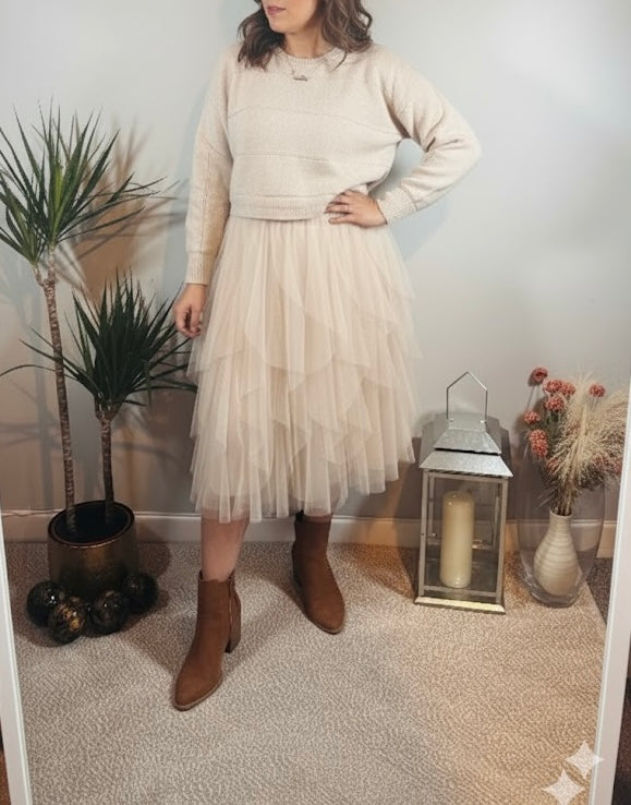 Clara Tulle Dress & Jumper Set – Ecru