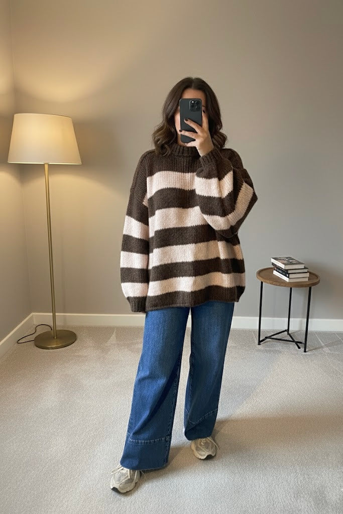 Bonnie Stripe Chunky Jumper – Cookie Cream