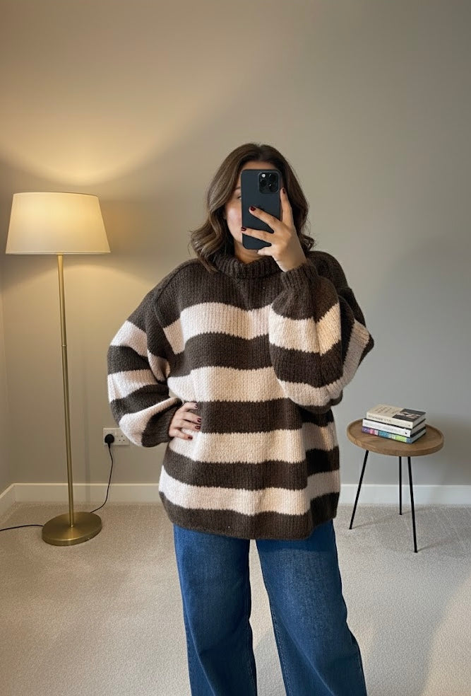 Bonnie Stripe Chunky Jumper – Cookie Cream