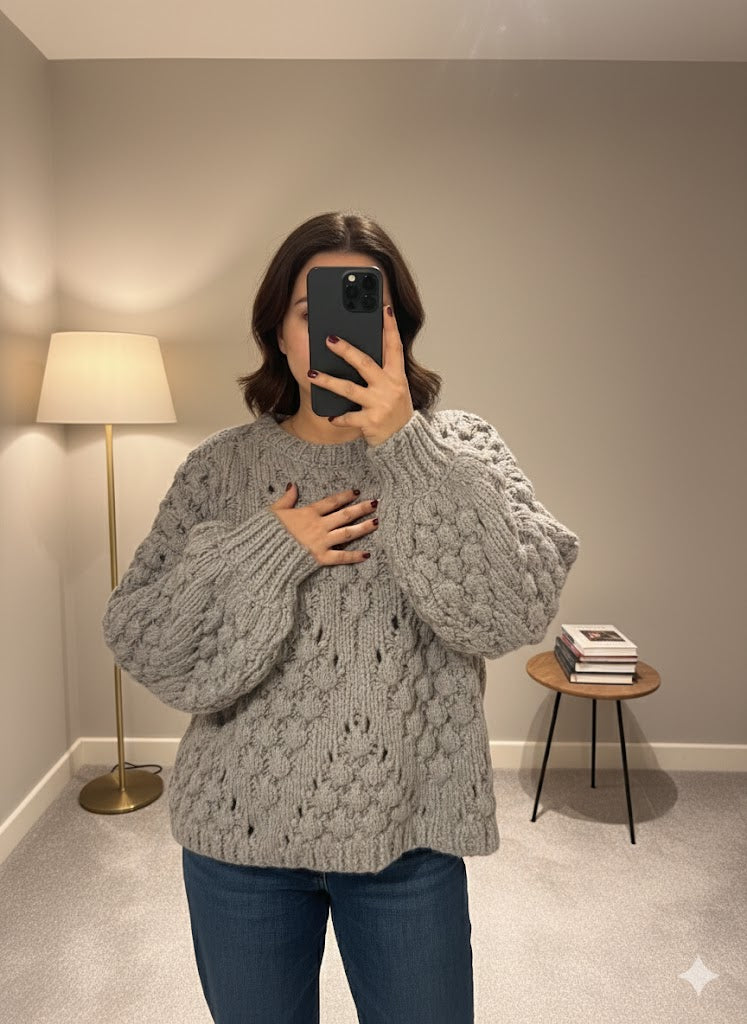 Andrea – Grey | Chunky Knit Jumper
