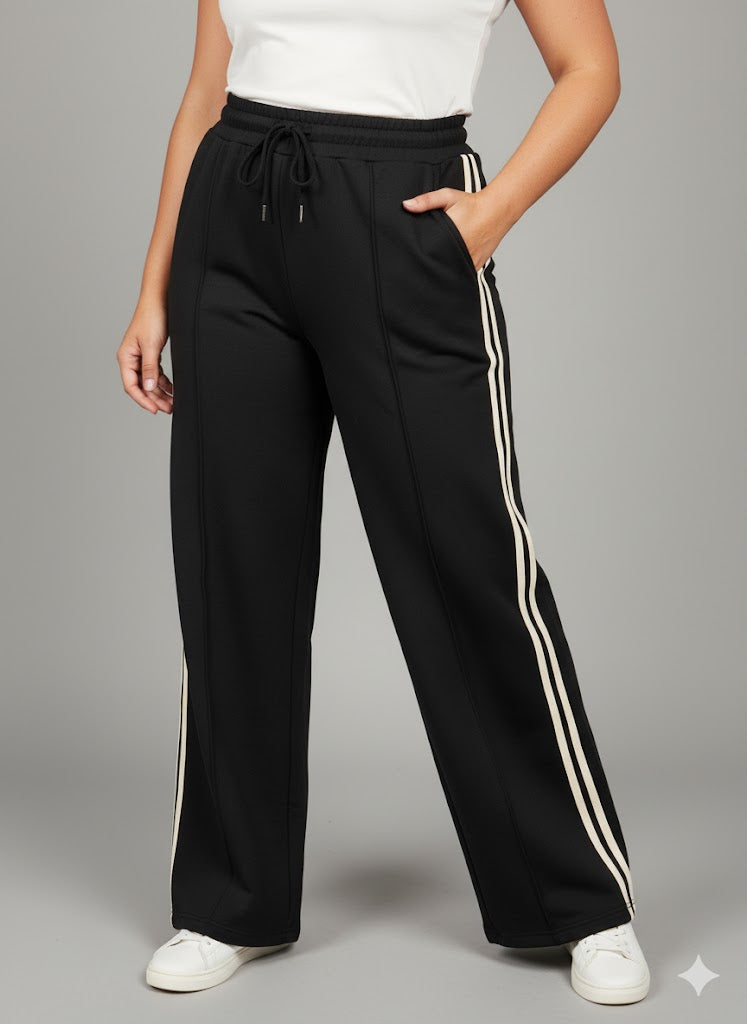 Luna Side Stripe Joggers – Black