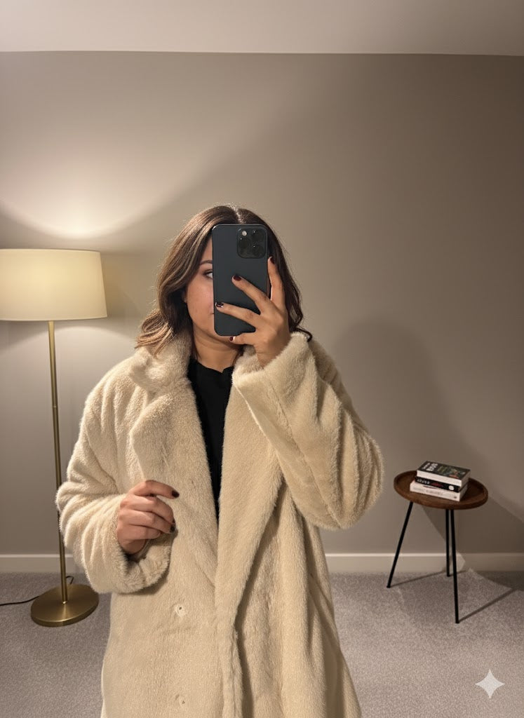 Grace Faux Fur Coat – Ivory