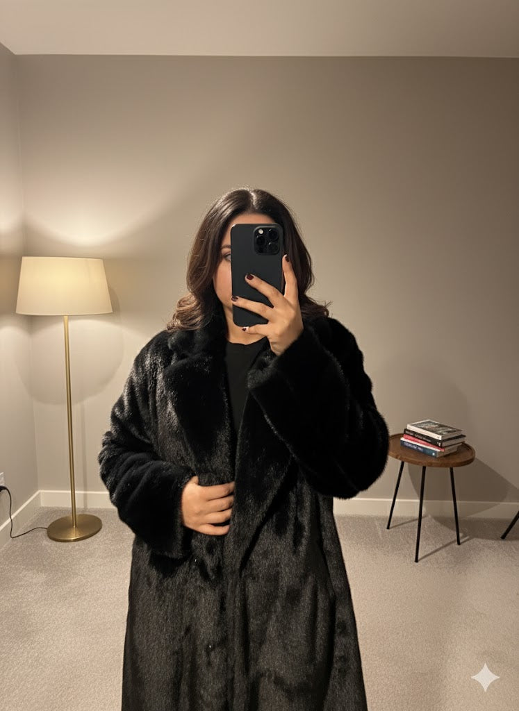 Grace Faux Fur Coat – Black