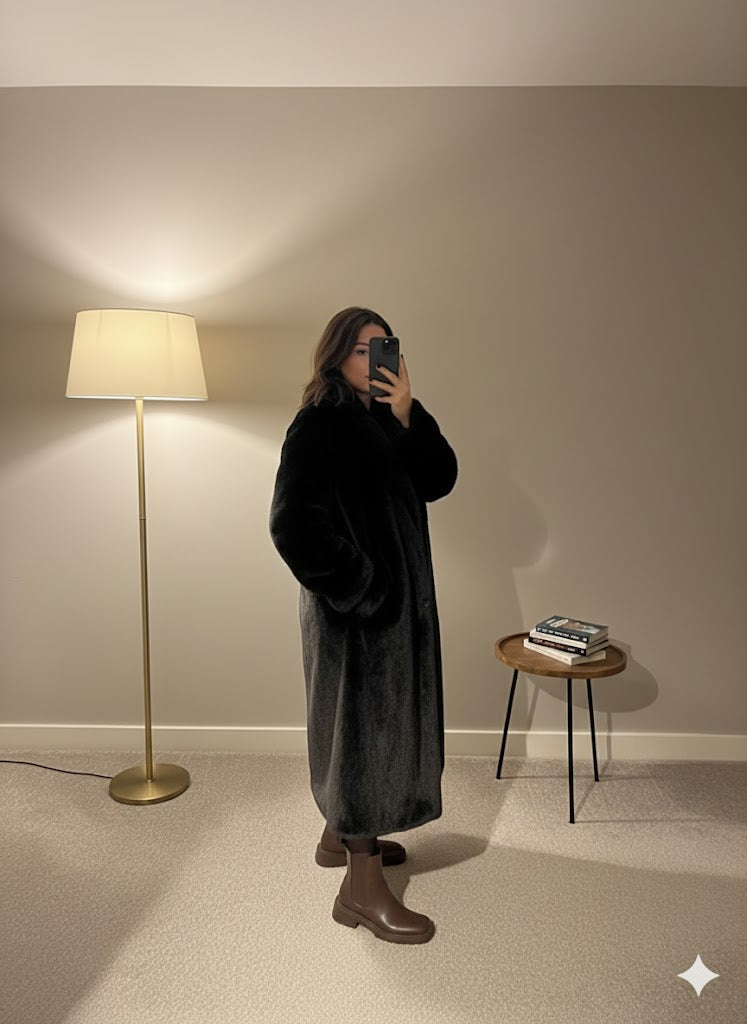 Grace Faux Fur Coat – Black