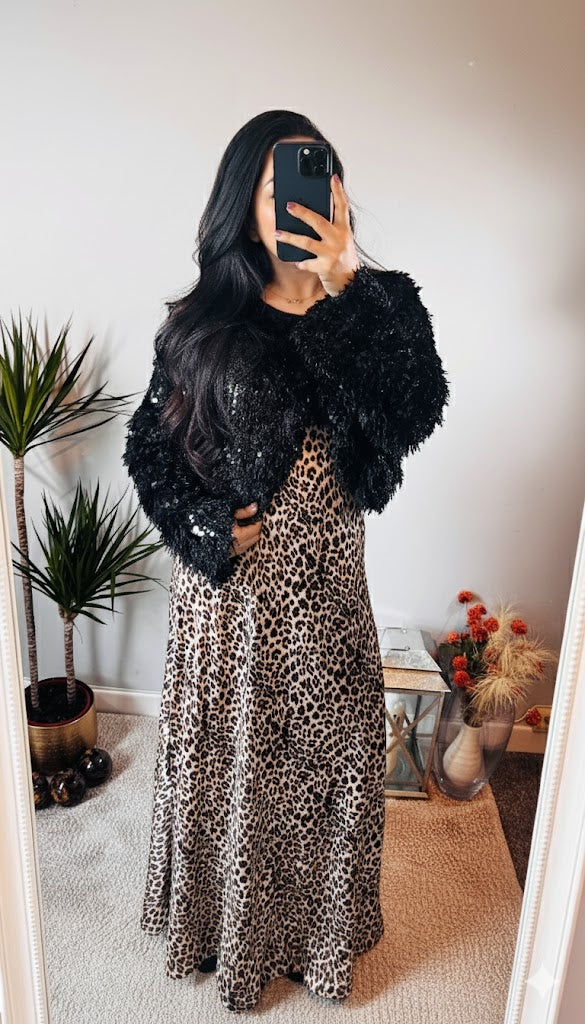 Isabella Sequin Jacket – Black