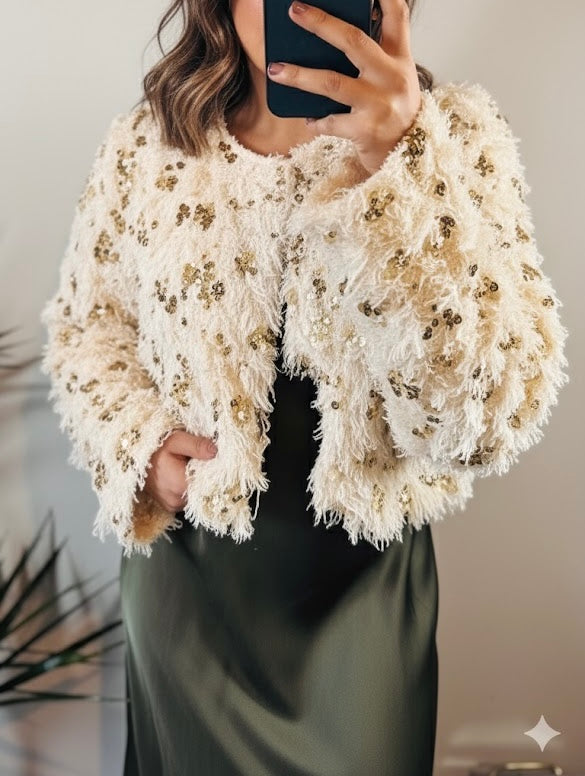 Isabella Sequin Jacket – Cream