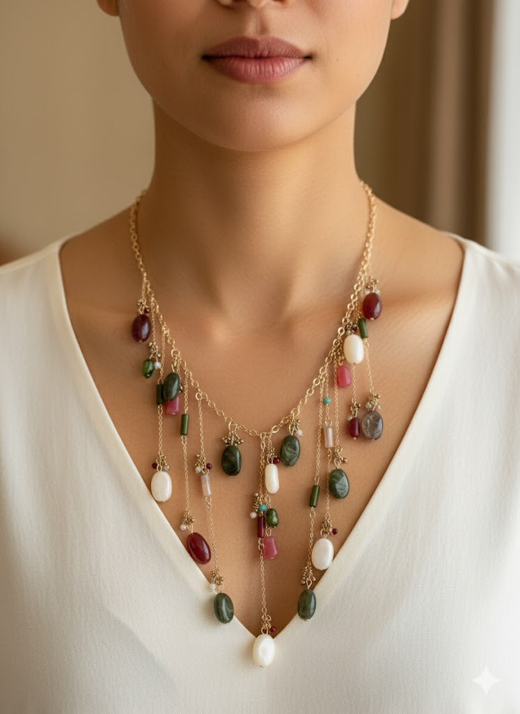 Ruby – Multi-Gem Charm Necklace