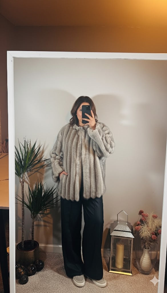 Sylvia Faux Fur Coat – Grey