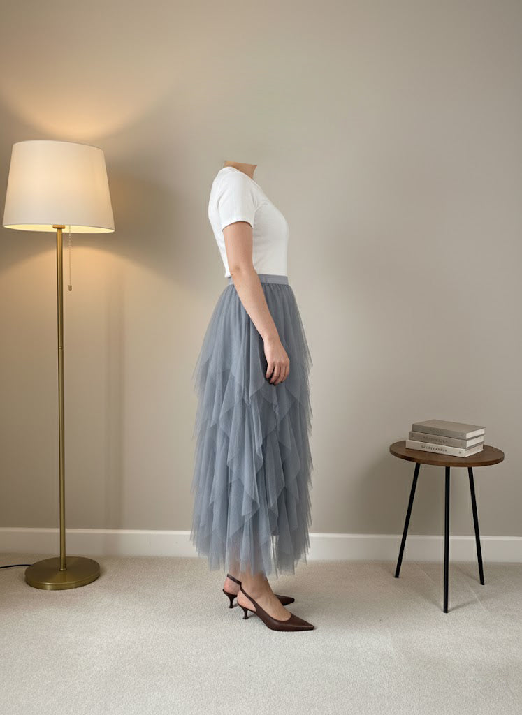 Evelyn Tulle Skirt — Blue Grey